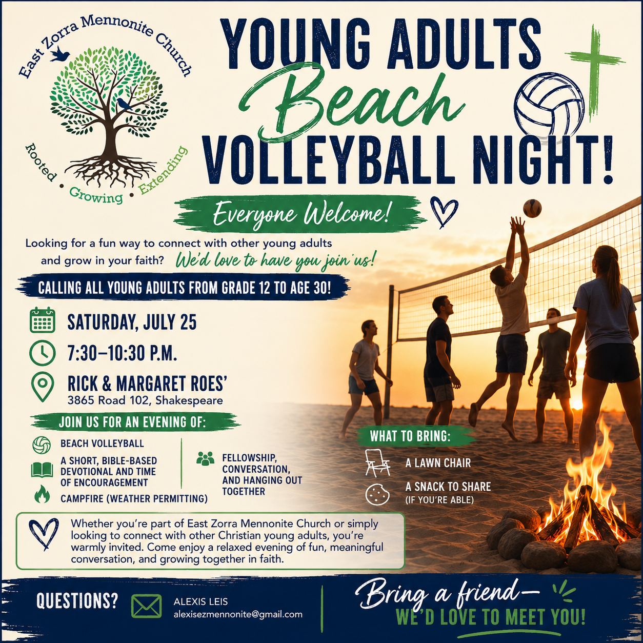 🏐 Young Adults Beach Volleyball Night! ✝️🔥